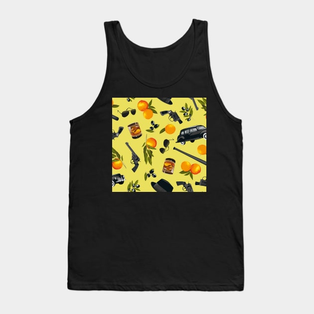 oranges, olives and a hint of vintage crime - yellow-green Tank Top by kobyakov